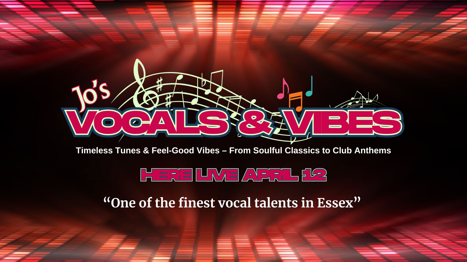 Jo's Vocal Vibes event at Colchester Spice on April 12 from 7:30pm